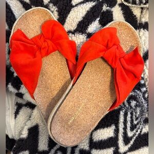 American Eagle Tie Detail Slides in Orange